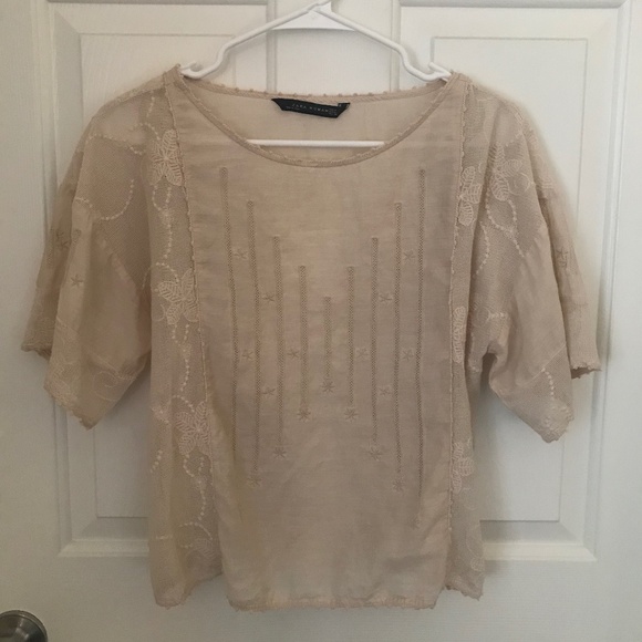 Zara Tops - Zara Lace Embroidered Top Blouse medium